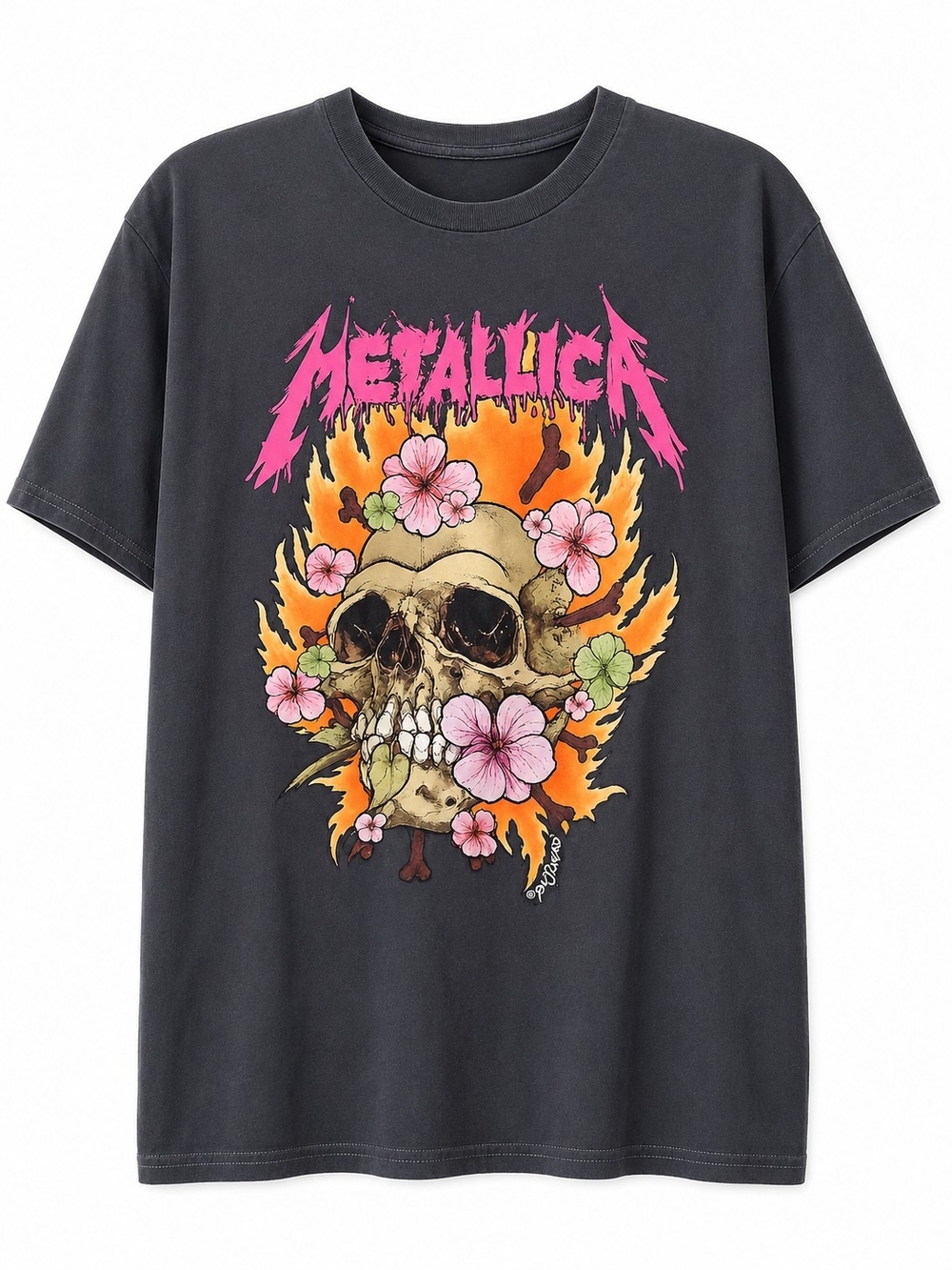 Metallica Skull Floral Graphic Band Tee NWT Sz. S Rock Heavy Metal 100% Cotton - Picture 2 of 9